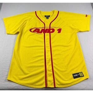 Vintage and1 Jersey Mens 2XL Yellow Baseball Style Embroidered Streetwear Y2K